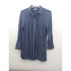 Soft Surroundings Tunic Dress Womens Small Blue Button up Shirt Long Sleeve